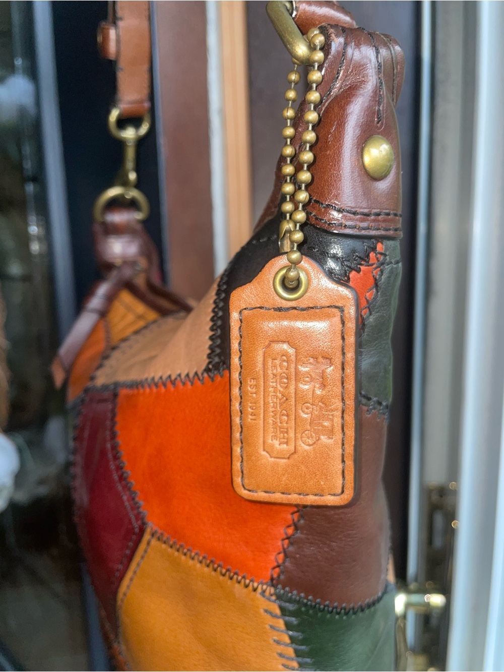 Rare coach patchwork leather bleecker MINI duffle shoulder bag Brown & Orange - Picture 2 of 8